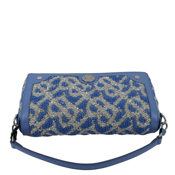 BURBERRY Note TB Small Sequins Yarn Shoulder Bag Blue - Picture 5 of 12
